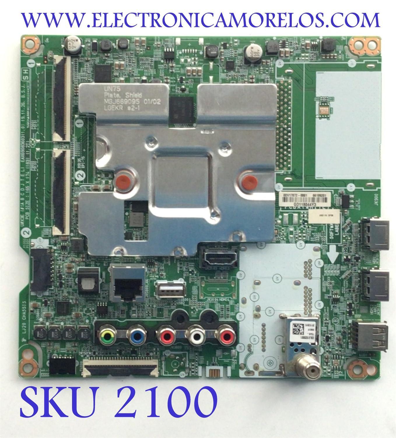 MAIN PARA SMART TV LH 4K / NUMERO DE PARTE EBT66199201 / EAX69083603 / 66199201 / 69083603 / 0DV17872-0001 / G01188044Y3 / DISPLAY HV650QUB-N9E / MODELO 65"